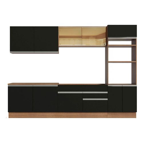 Armario de Cocina Completa 310cm Rustic Preto Glamy Madesa 01