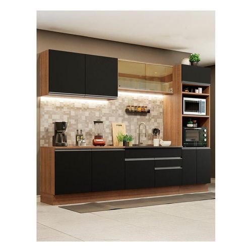 Armario de Cocina Completa 310cm Rustic Preto Glamy Madesa 01