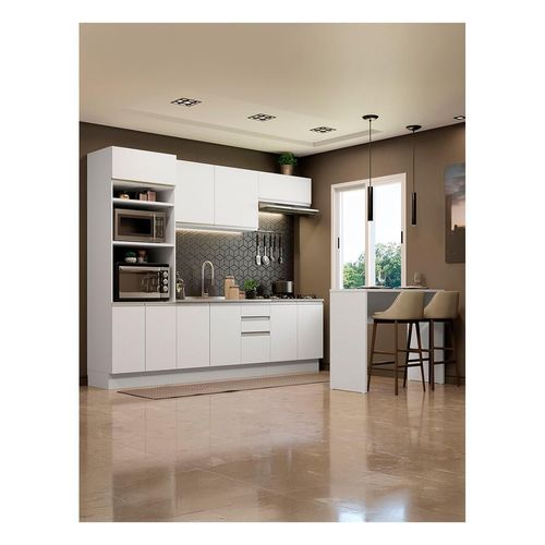 Armario de Cocina Completa 315cm Branco Glamy Madesa 02