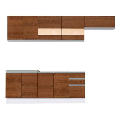 Armario de Cocina Completa 280cm Branco Rustic Marcela Madesa 03