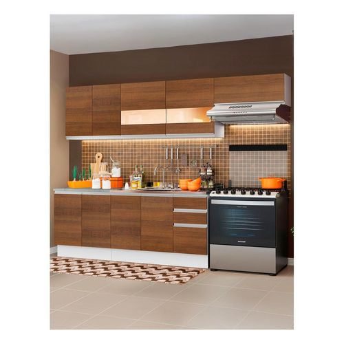 Armario de Cocina Completa 280cm Branco Rustic Marcela Madesa 03