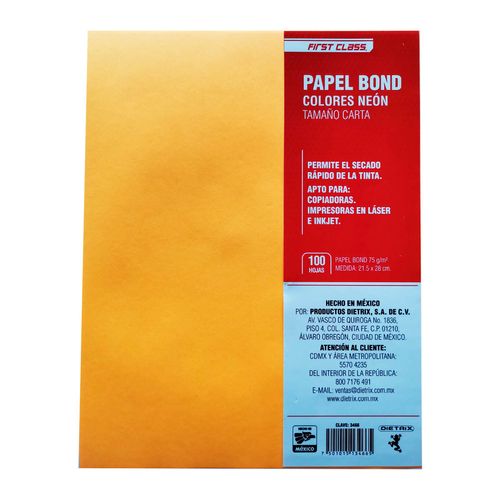 Papel Bond 100H Neon 4 Col 75g Fc Dietrix