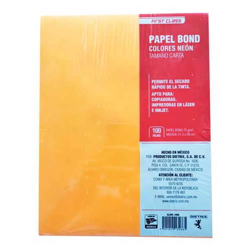 Papel Bond 100H Neon 4 Col 75g Fc Dietrix