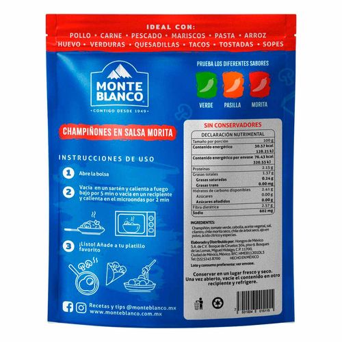 Champisalsas Champiñones Monteblanco Salsa Morita 250g