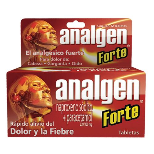 Tabletas Analgen Forte 220mg/300mg Caja con 12 Tabletas
