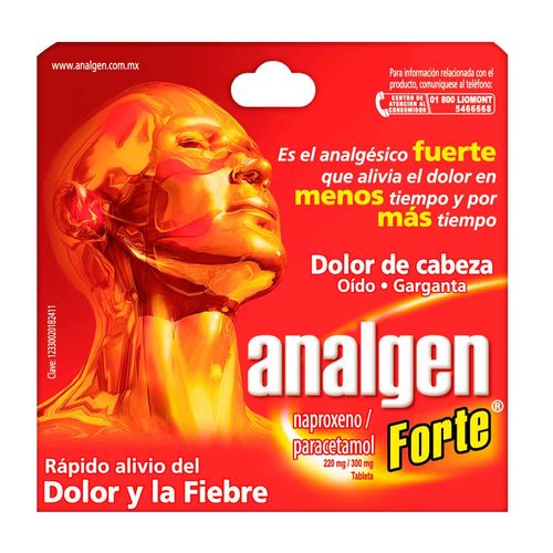 Tabletas Analgen Forte 220mg/300mg Caja con 12 Tabletas