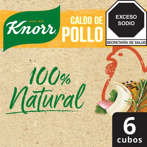 Caldo de Pollo 100% Natural de Knorr 6 cubos de 11g c/u