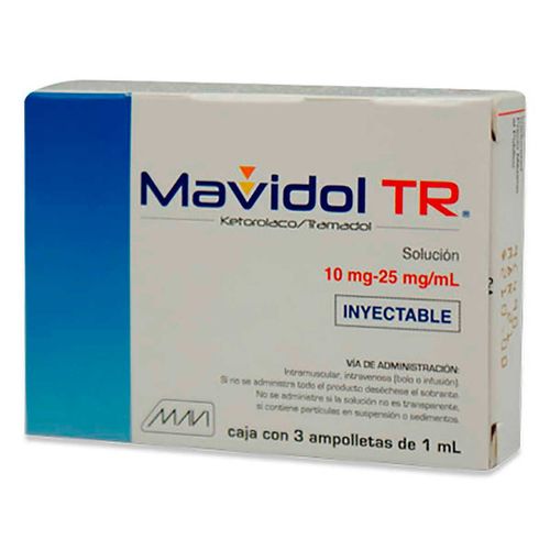Solución Inyectable Genérica Ketorolaco 10mg / Tramadol 25mg Caja con 3 Ampolletas 1ml