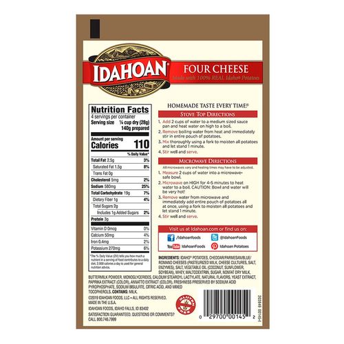 Puré de Papa Idahoan 4 Quesos 113.4g