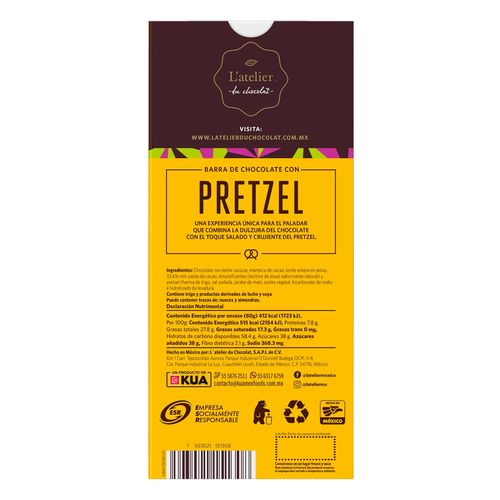 Barra de Chocolate L'atelier Prétzel 80g