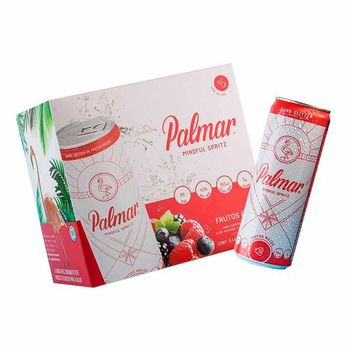 Bebida Hard Seltzer Palmar Spritz Frutos Rojos 6 Pack 355ml