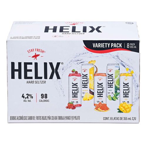 Bebida Hard Seltzer Helix Variety 8 Pack 355ml