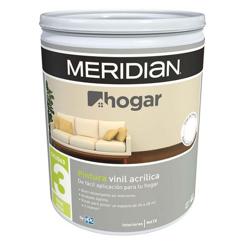 Pintura Meridian Hogar Calidad 3 años Base Clara 4L