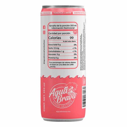 Bebida Hard Seltzer Agua Brava Toronja Limón 355 ml