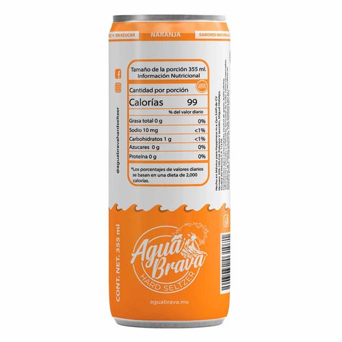 Bebida Hard Seltzer Agua Brava Naranja 355 ml