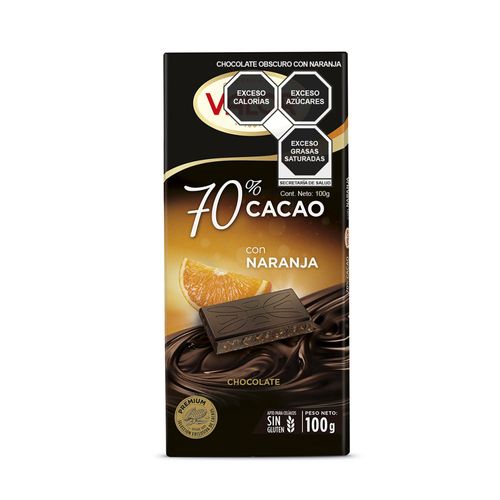 Chocolate Valor Naranja con 70% de Cacao de 100g
