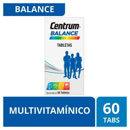 Tabletas Centrum Multivitamínico Balance Frasco con 60 Tabletas
