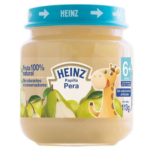Papilla para Bebé Heinz Pera Frasco de Vidrio de 113g