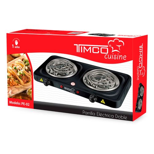 Parrilla Electrica Timco 2 Quemadores Negro PE-02 N