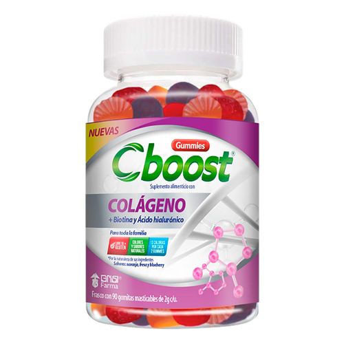 Gomitas C-Boost Colageno H+biotina+AH Frasco con 90 Gomitas