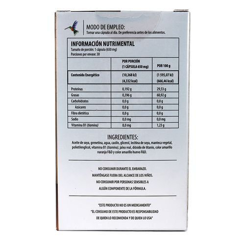 Suplemento Alimenticio Best Health Jalea Real 650mg 30 Cápsulas