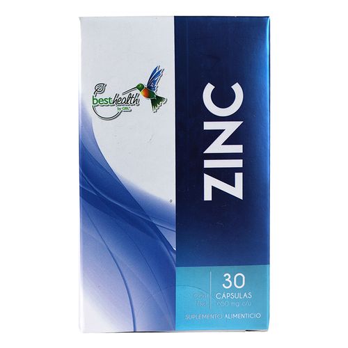 Suplemento Alimenticio Zinc Best Health 650mg 30 Cápsulas