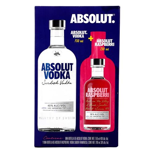Vodka Absolut Orig 750ml +Absolut Frambuesa 200ml
