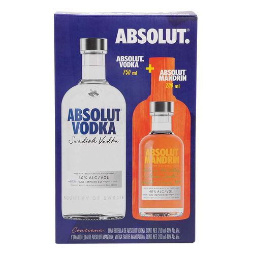 Vodka Absolut Original 750ml + Absolut Mandarina 200ml