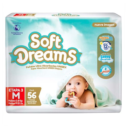 Pañales Soft Dreams Etapa 3 Mediano 56 Piezas