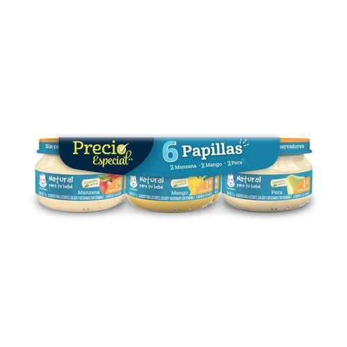 Papilla Gerber Cosecha Natural Etapa 1 Variedad de Sabores 6 Frascos 71g Cada Uno