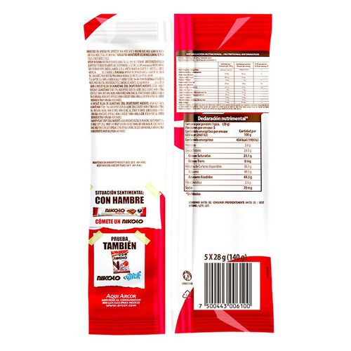 Chocolate Nikolo Cacahuate 140g