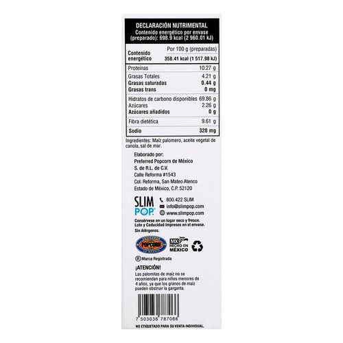 Palomitas Slim Pop Sal de Mar 195g