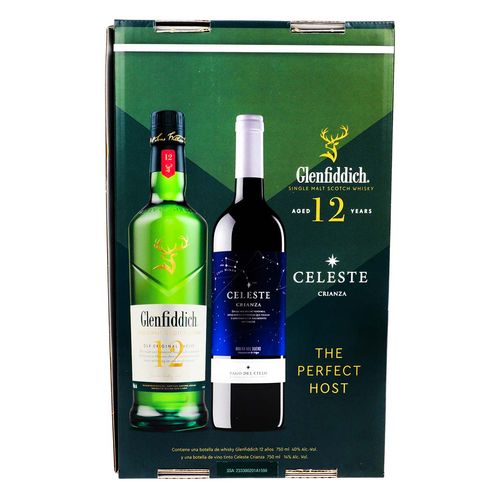 Whisky Glenfiddich 750ml +Vino Tinto Celeste 750ml