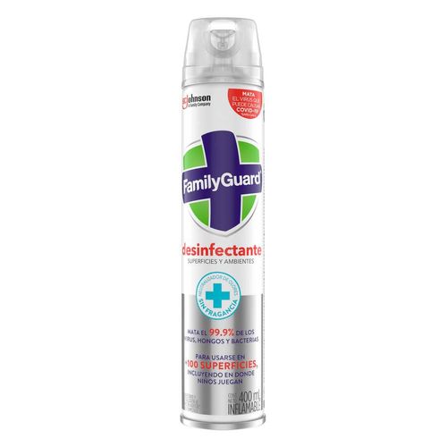 Desinfectante y Eliminador de Olores en Aerosol FamilyGuard Sin Fragancia 400ml