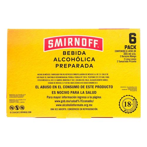 Cooler Smirnoff 6pack Mix 355ml