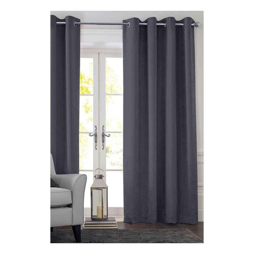 Cortina Home Line Minimat Gris con Arillos