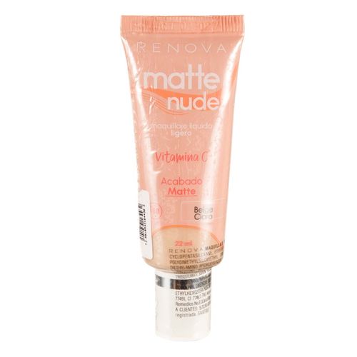 Maquillaje Renova Matte Nude Beige Claro 22ml