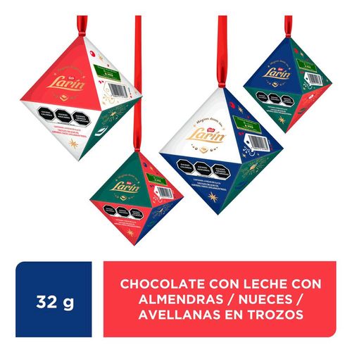 Chocolate Con Leche y Trozos de Nueces Esferas Navidad Display con 4 Piezas de 8g Cada Uno