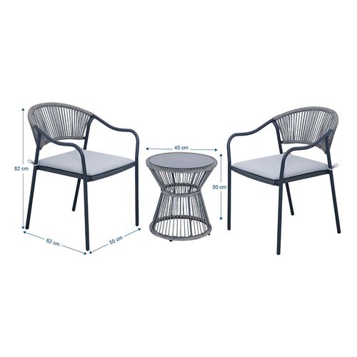 Set de Jardín Home Line de Acero 3 Piezas LF11023-C Gris