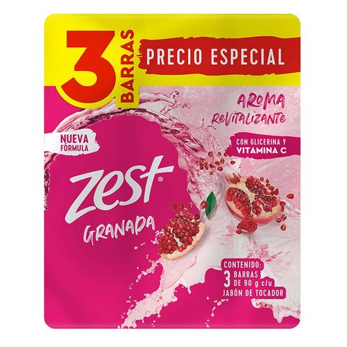 Jabón de Tocador Zest Granada 3 Pack 90g c/u