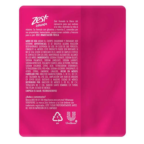 Jabón de Tocador Zest Granada 3 Pack 90g c/u