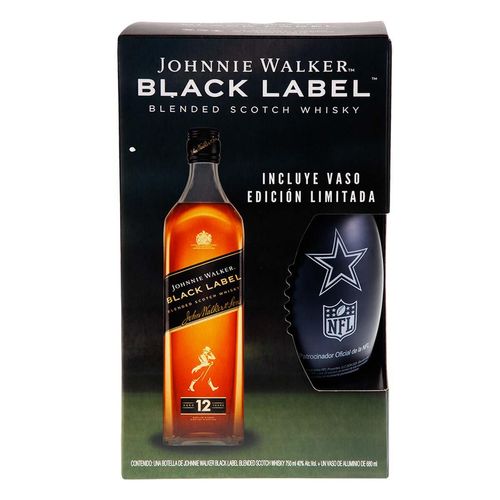 Whisky Johnnie Walker Black Label Blended Scotch 750ml + Vaso de Edición Especial 680ml