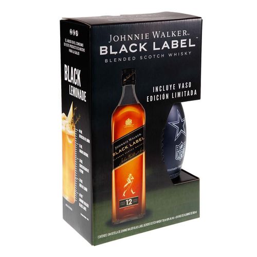 Whisky Johnnie Walker Black Label Blended Scotch 750ml + Vaso de Edición Especial 680ml