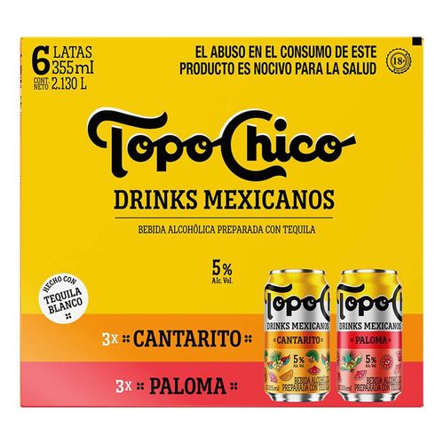 Bebida Alcohólica Topochico Cantarito y Paloma 6 Latas de 355ml c/u