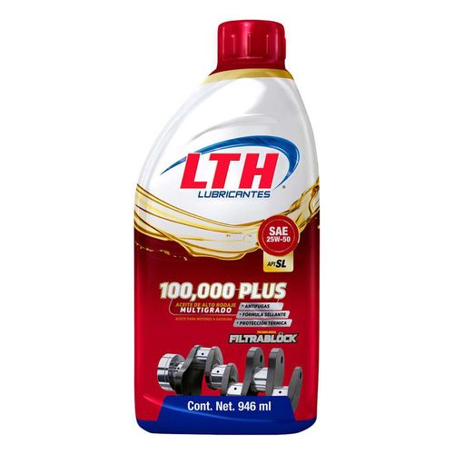 Aceite para Motores a Gasolina 100,000 Plus Aceite Multigrado LTH 946ml