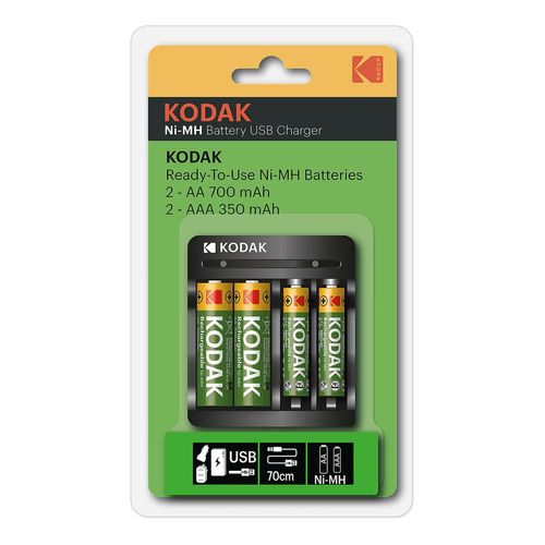 Cargador Kodak USB Overnight + 2XAA 700 & 2XAAA 350