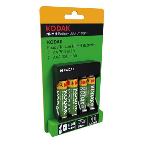 Cargador Kodak USB Overnight + 2XAA 700 & 2XAAA 350