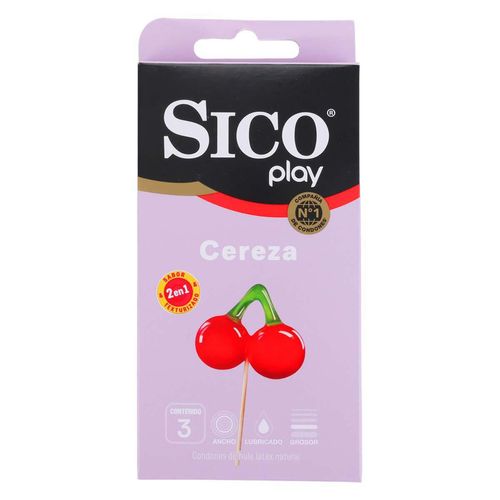 Condones Sico Play Cherry 3 Piezas