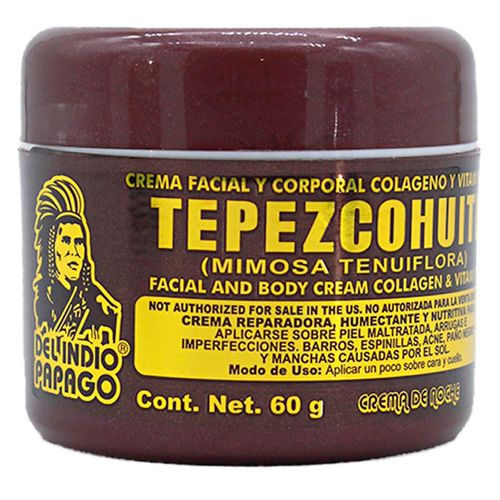 Crema Tepezcohuite Indio Papago Colágeno y Vitamina E 60g