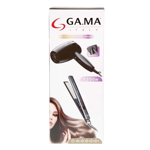 Combo Gama Italy Alaciadora y Secadora  Gold Y Eolic 1200W 1 Pieza